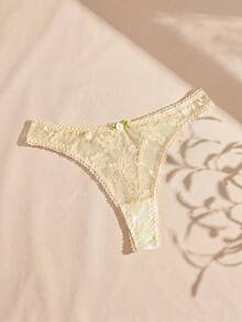 Lullawish Bohemian Lace Trim Comfortable Minimalist Women's Thong Panties - Apricot - View 1