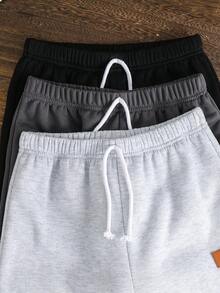 SHEIN 兒童 3 件組青少年男孩休閒字母印花運動長褲套裝 時尚慢跑褲 Joggers 運動褲組合包 - 彩色 - 查看 6