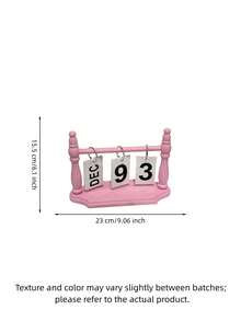 Zazumi 1pc 23cm Vintage Wooden Flip Perpetual Calendar, Simple Desktop Date Display Ornament, Manual Desk Calendar Photo Prop For Home, Office, Study Room, Dorm, Bookshelf Decor & Gift - multicolor - View 13