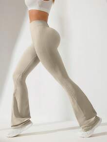 Eassivo Eassivo Pantalón de chándal plisado ajustado de color liso, de uso casual para todos los días - Camel - Ver 4