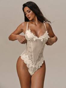 Lumalex Body de lencería con aplicaciones y malla - Blanco - Ver 8