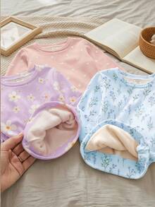 Baby Girl Casual Minimalist Slim Fit Round Neck Long Sleeve Pants Loungewear Multi-Piece Set, Suitable For Autumn/Winter, Snug Fit - Multicolor - View 5