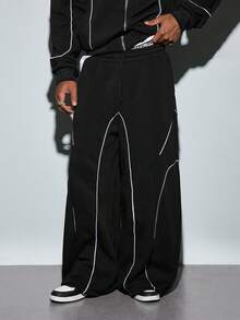 Modcrash Men's Jacket Pants Set, Streetwear Minimalist Casual, Relaxed Fit, Autumn Winter, Unisex - Black - View 6