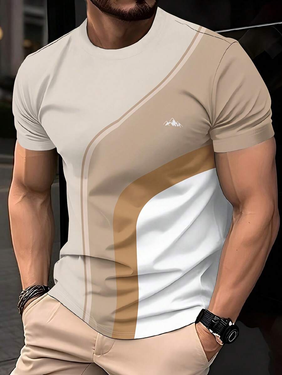 Manfinity Dauomo Men's Summer Casual Colorblock Patchwork T-Shirt - Multicolor - View 1