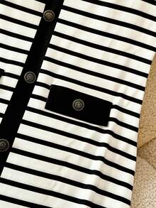 GlowEve Women's Striped Button Design Casual Spaghetti Strap Mini Dress - Multicolor - View 4