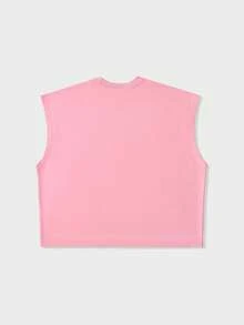 ROMWE MEN Men's Metal Eyelet Solid Color Round Neck Loose Fit Tank Top - Pink - View 3