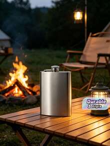 1pc 8oz Stainless Steel Hip Flask With Funnel Pocket Hip Flask Alcohol Hip Flask Screw Cap - Silver - View 1