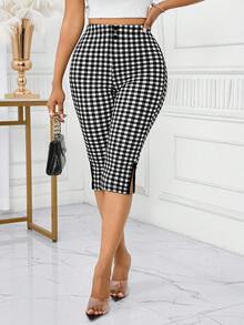 SHEIN Lady 女款格紋高腰休閒百搭日常穿著緊身內搭短褲 - 彩色 - 查看 4