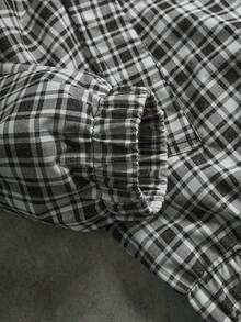 PAVTROS Men's Printed Casual Jacket, INS Style Plaid Pattern, Zipper Design, Suitable For All Seasons - Dark Grey - View 4