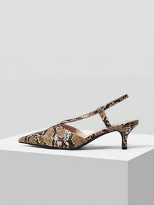 Mnmlis Spring And Summer Snake Print Cross Strap Pointed Heel Workplace Commuting Fashion Shoes - snake pattern - View 5
