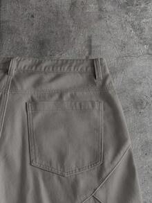 AXEPEAK Men's Casual Versatile Denim Shorts With Pockets And Buttons For Daily Wear - Olive Green - View 6