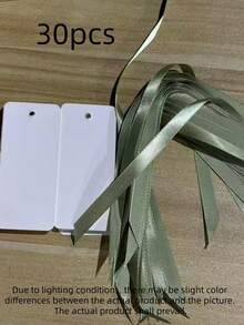 30 Stücke Satinband-Bänder Blank Namensschilder, elegantes Blank-Muster für Hochzeitstisch-Sitzplatzkarten und Geschenkverpackungs-Begleitkarten, geeignet für Hochzeitsparty, Brautparty, Geburtstagsfeier - Übersicht 15