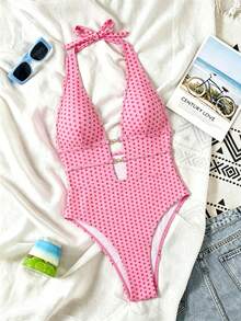 Swim Vcay 女款豹紋深V掛脖性感連身泳衣 節慶波希米亞風 - 彩色 - 查看 3