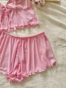 Snug Reverie 2件套女士花卉刺绣装饰网眼内衣套装，可爱 - 粉色 - 查看 3