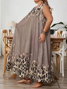 SHEIN CURVE+ 大尺碼女款無袖碎花洋裝，夏季、度假女裝，秋季女裝，冬季，CURVE PLUS - 彩色 - 查看 7