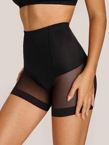 Barelissa Women's High Waist Patchwork Sheer Mesh Shapewear Bottom - Black - View 2