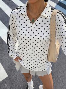 Attitoon 女款波點拼接休閒百搭日常穿搭T恤 - 彩色 - 查看 4