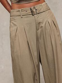 Normani Women's Solid Color Pleated Casual Versatile Everyday Long Pants - Khaki - View 4