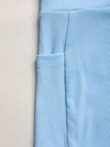 SHEIN Tween Girl Fashion Casual Sports Knit Tracksuit - Blue - View 7