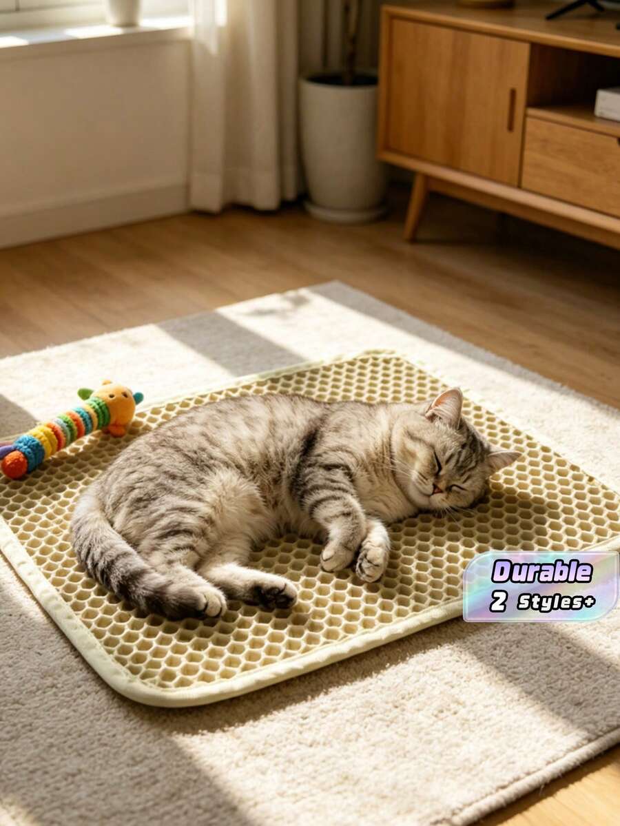 1pc Double-Layer EVA Cat Litter Mat, Washable, Anti-Scattering & Anti-Splash, Cat Foot Mat For Litter Box, Cat Supplies - Multicolor - View 1