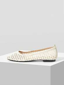 Mnmlis 2026 New Summer Apricot Woven Retro Beach Casual Party Flat Shoes - Apricot - View 2