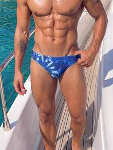 Manfinity Swimmode 2026 春夏新款男士紮染風鬆緊腰舒適休閒三角泳褲 - 彩色 - 查看 4