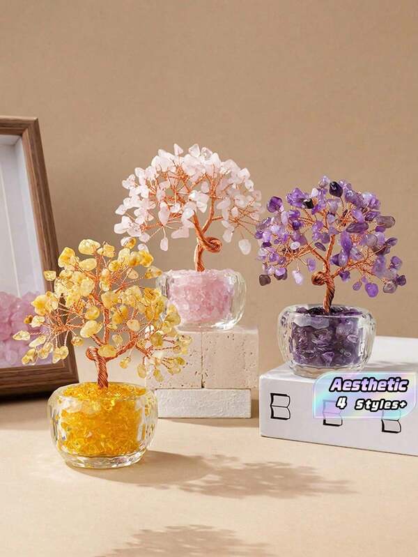 2026 New Small Pink Crystal Tree Decor, Christmas Tabletop Decoration Gift, Home Decor, Kitchen Decor, Room Decor, Party Decor, Decorative Craft, Desk Ornament, Dining Table Centerpiece, Party Favor, Christmas Ornament, Bedroom Decor, Office Decor