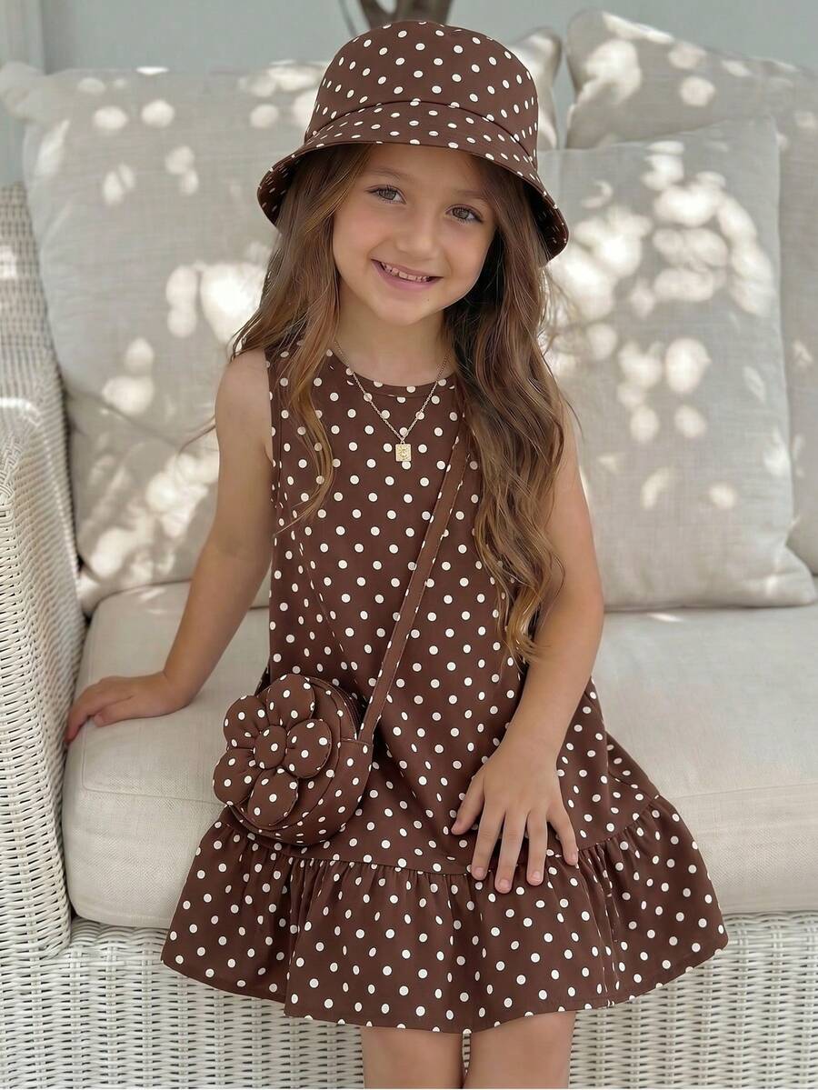 Emery Rose Kids Emery Rose Kids 少女波點休閒度假旅行洋裝 - 彩色 - 查看 1