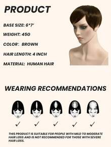 ZERO-NET Women's Real Human Hair Top Topper - No Bangs, 6.2*7.5 Inches | Perfect For Thinning Hair, 4inch, Rich Brown - S2 - View 3