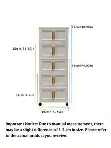 Plastic Folding Storage Cabinet, Multi-Layer Double Door Storage Organizer For Living Room, Toys, Lightweight Luxury Design, Multi-Purpose, Classified Storage, Heavy Duty, Casters, Folding Design, Easy Assembly, Suitable For Various Home Scenes - Multicolor - View 2