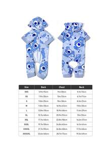 SHEIN X Care Bears 愛心熊印花寵物四季連身衣，連帽設計配羅紋袖口，尺寸 XXS-XXXXXL，適合貓狗室內外穿著 - 淺藍色 - 查看 5
