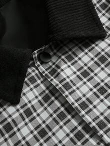 PAVTROS Men's Printed Casual Jacket, INS Style Plaid Pattern, Zipper Design, Suitable For All Seasons - Dark Grey - View 3
