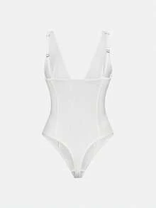 SHAPORA Women's Fashion Minimalist Solid Color Bodysuit 2pcs Set - Multicolor - View 7