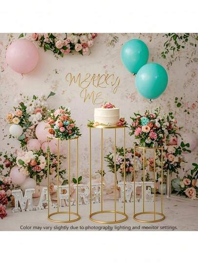 1/3Pcs Optional Metal Cylindrical Base With Acrylic Tray; Modern Minimalist Round Decorative Column Suitable For Home Decor, Vase Display, And Party Setup; Ideal For Birthday Parties, Wedding Venues, And Event Backdrops; Stable And Multifunctional Top Support.