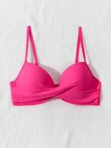 Voyashape Top de traje de baño de playa de unicolor para mujer - Rosa - Ver 4