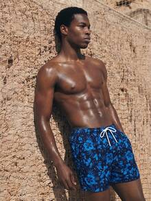 Manfinity KASUA Bañadores de hombre con cordón y estampado para vacaciones en la playa - Azul - Ver 5