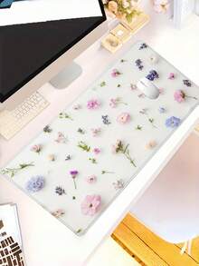 1 PC Extra Large Non Slip Rubber Base Stitched Edges Durable Smooth Surface Pastel Floral Gaming Desk Pad For Women Office Gaming Setup Gift For Her Spring Summer Large Desk Mat Cute Mouse Pad Aesthetic Desk Accessories - multicolor - View 4