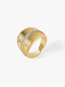 Opalesca Anillo de diseño micro-set - Dorado - Ver 10