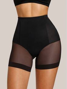 Barelissa Women's High Waist Patchwork Sheer Mesh Shapewear Bottom - Black - View 1