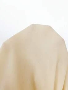 SHEIN BAE 春夏季純黑色深垂領掛脖性感垂領露背女款雪紡迷你洋裝 - 杏色 - 查看 8