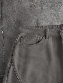 AXEPEAK Men's Casual Versatile Denim Shorts With Pockets And Buttons For Daily Wear - Olive Green - View 5