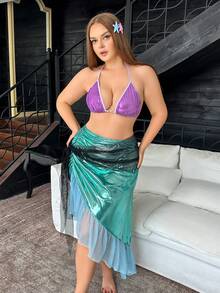 Fantasy Costume Fantasy Costume Plus Size Mermaid Sexy Lingerie 4-Piece Set - Multicolor - View 3