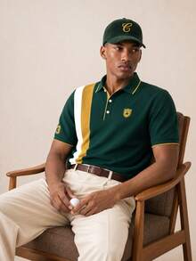 Manfinity Homme Men Letter Graphic Colorblock Polo Shirt, Formal, Ceremony - Multicolor - View 4