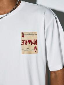Modcrash 1 buah Kaos Pria Lengan Pendek Longgar Bermotif Modis | Desain Menawan | Pakaian Musim Panas | Mudah Dipadukan, Menampilkan Gaya Anda - Putih - View 6