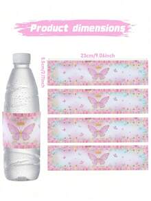 10pcs Pink Butterfly Theme Bottle Stickers, Butterfly Birthday Party Bottle Stickers Gifts, Party Decorations Party Favors, Birthday Gifts Birthday Decorative Stickers Packaging Labels, Baby Shower Party Decorations Back To School Valentine's Day - Pink butterfly - View 3