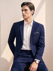 RONVEXI Men Single Button Blazer & Formal Suit Pants Formal, Ceremony - Blue - View 1