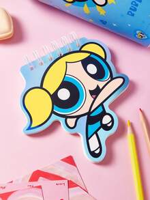 THE POWERPUFF GIRLS X SHEIN 60 Pages Cartoon Character Diary Handbook Pocket Book, Easy To Carry - C-Blue - View 2