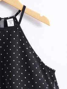SHEIN Tween Girls' Pearl Chiffon Printed Polka Dot 3-Layer Cake Dress, Suitable For Summer Holidays - Black - View 6