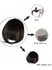 Bigger Size Human Hair Air Bangs With Sideburns Natural Black Color Bangs Clip In Hair Extension Beginner Friendly Real Easy To Go - Natural Black - View 5
