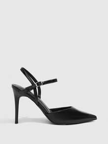 CUCCOO SZL Elegant Black Pointed Toe Pumps For Women With Ankle Strap Stiletto Heels - Black - View 2